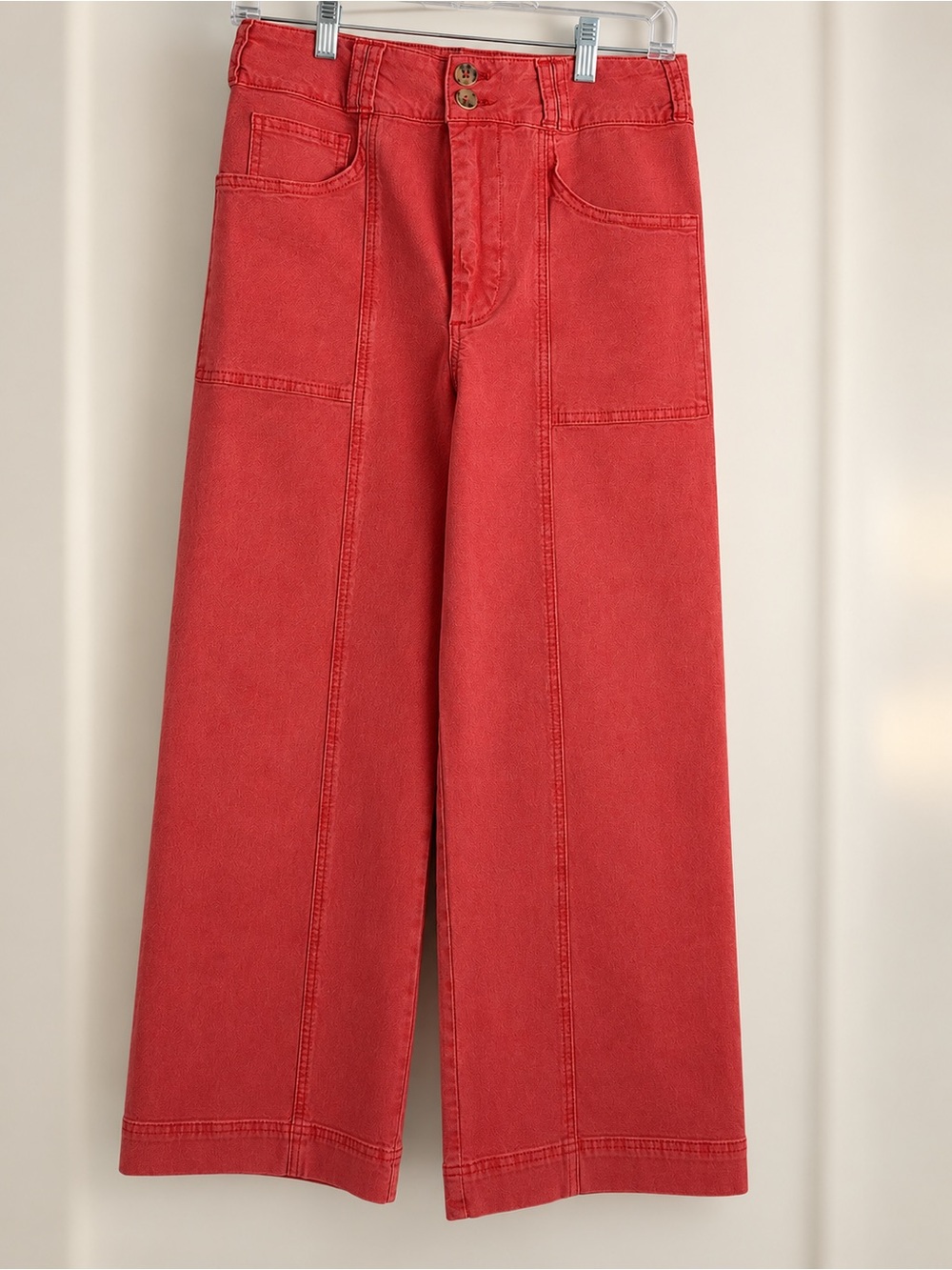Anthropologie Red Wide-Leg Ankle Jeans